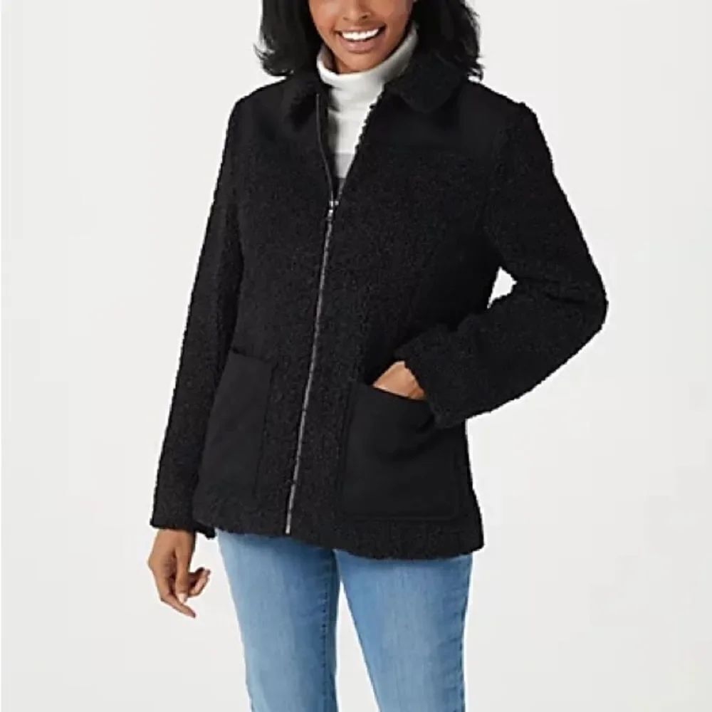 Isaac Mizrahi Faux-Shearling Quilt Faux-Suede Jacket